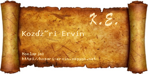 Kozári Ervin névjegykártya