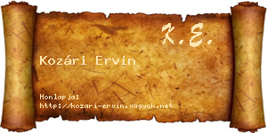 Kozári Ervin névjegykártya